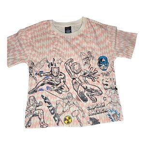 Marvel Avengers  Graphic T-Shirt Pink White Black Panther Captain America